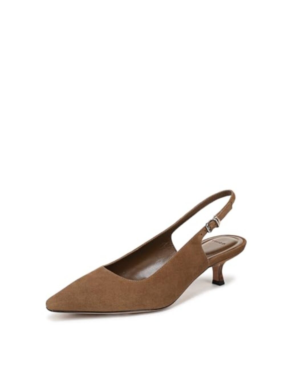 Women Slingback Kitten Heel Pointed Toe Pump Shoes Suede